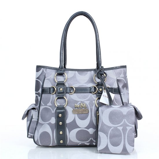 Coach Stud In Signature Medium Grey Totes DZF | Coach Outlet Canada - Click Image to Close